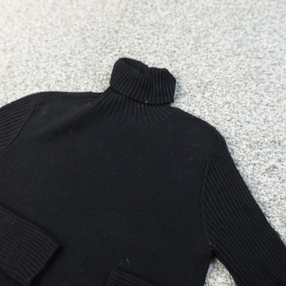 J Crew Sweater Womens S Black Merino Wool Turtleneck Rib Knit Pullover Cozy Warm